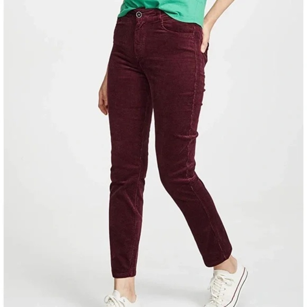 PAIGE Hoxton Ankle Burgundy Red Corduroy Pants size 29